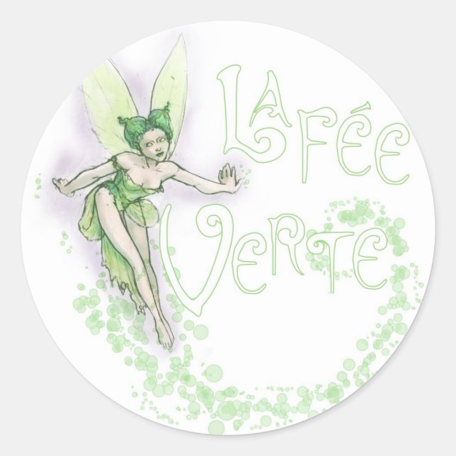 Dainty Absinthe La Fee Verte III Classic Round Sticker (Front)