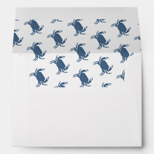 Dainty Blue Crab Boil Broil Pattern Wedding Envelope