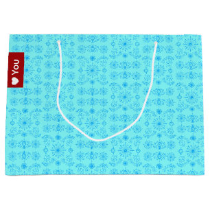 Dainty Blue on Teal Large Gift Bag