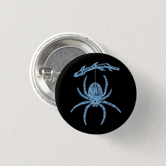 Dainty Blue Spider Button (Front & Back)
