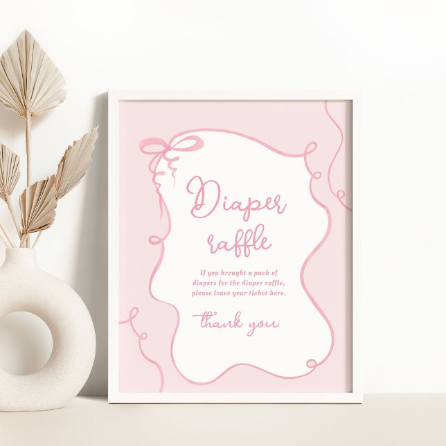Dainty Bow wavy pink diaper raffle Poster (Creator Uploaded)