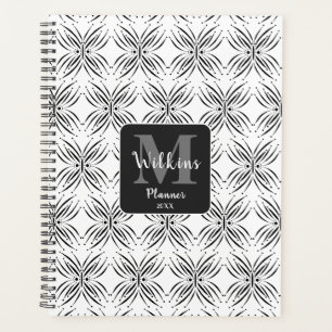 Dainty Butterfly Black White Personalised Monogram Planner