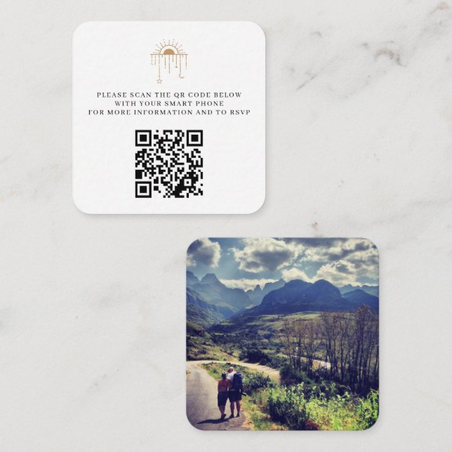 Dainty Celestial Wedding QR Code Enclosure Card (Front/Back)