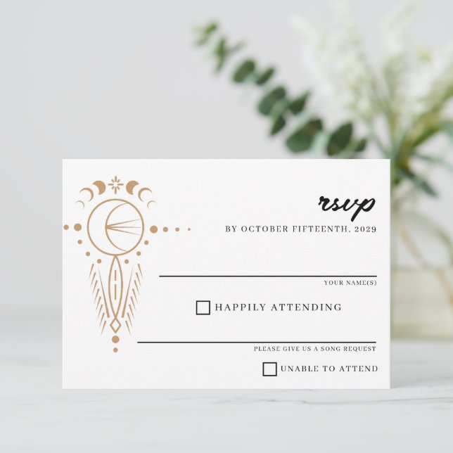 Dainty Celestial Wedding RSVP Card (Standing Front)