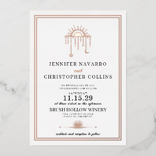 Dainty Celestial with Details Wedding Invitation