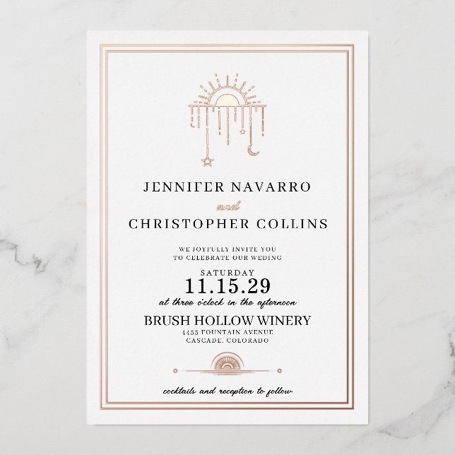Dainty Celestial with Details Wedding Invitation (Front)