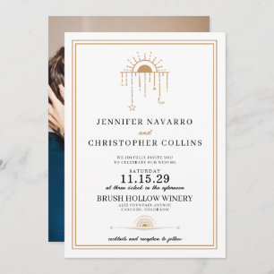 Dainty Celestial with Photo Wedding Invitation