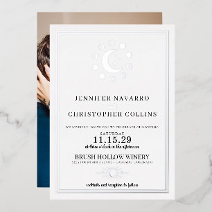 Dainty Celestial with Photo Wedding Invitation
