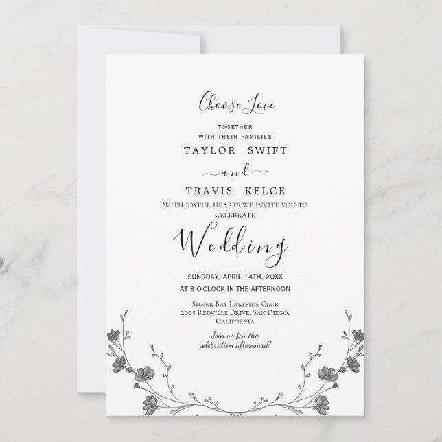 Dainty Choose Love Wedding Invitation (Front)