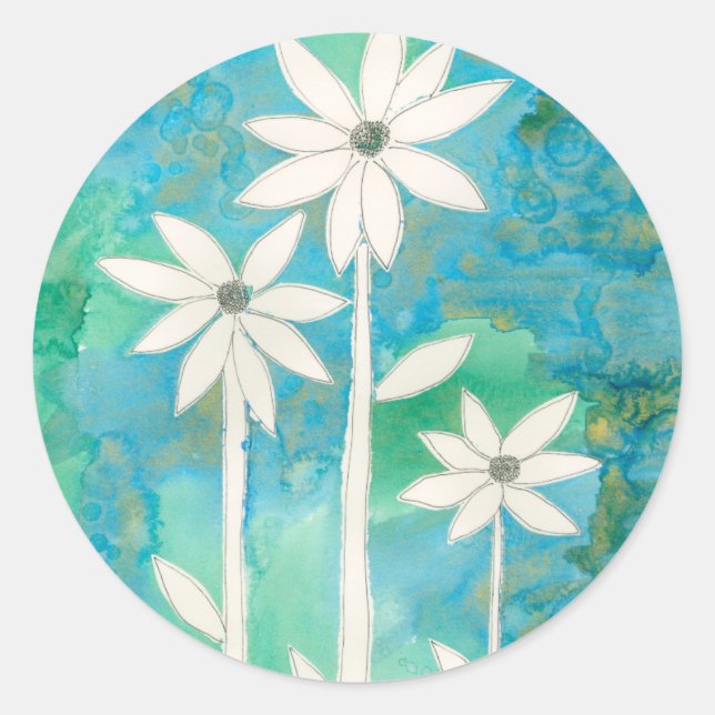 Dainty Daisies II Classic Round Sticker (Front)