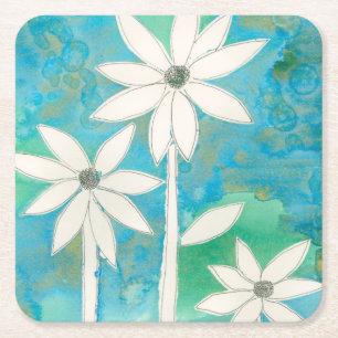 Dainty Daisies II Square Paper Coaster