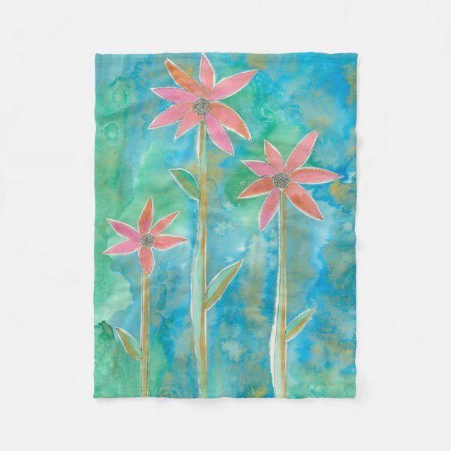 Dainty Daisies III Fleece Blanket (Front)