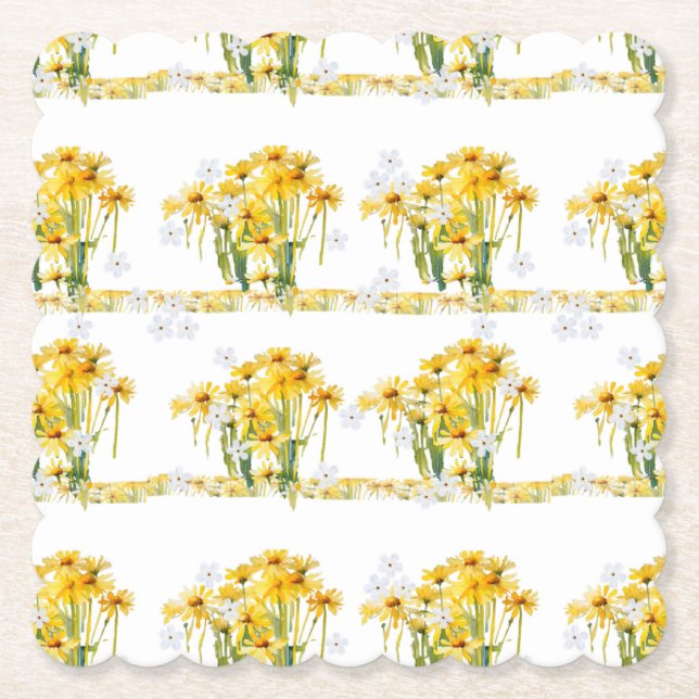 dainty daisies! scalloped edge paper coaster (Front)