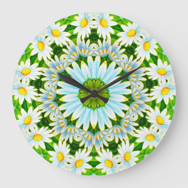 Dainty Daisy Delightful Fractal Large Clock (Front)
