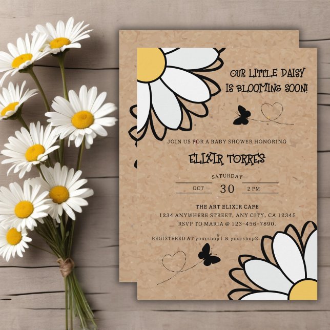 Dainty Daisy Minimalist Craft Baby Shower Invitation (Creator Uploaded)