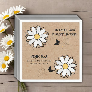 Dainty Daisy Minimalist Craft Baby Shower Napkin