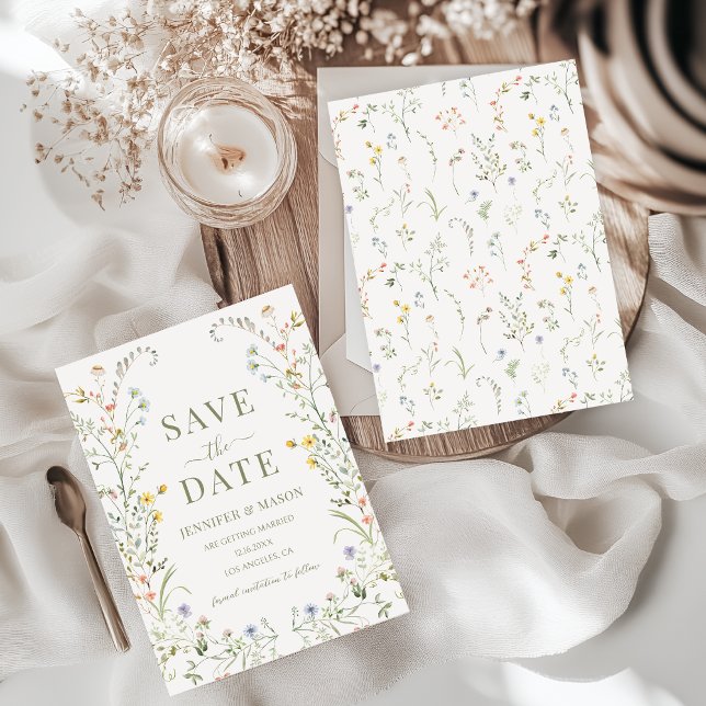  Dainty Delicate Floral Wildflower Save The Date Invitation (Creator Uploaded)