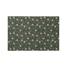Dainty Ditsy Watercolor Floral Dark Green Pattern