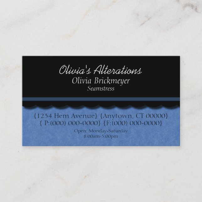 Dainty Diva Business Card, Brilliant Blue Business Card (Front)