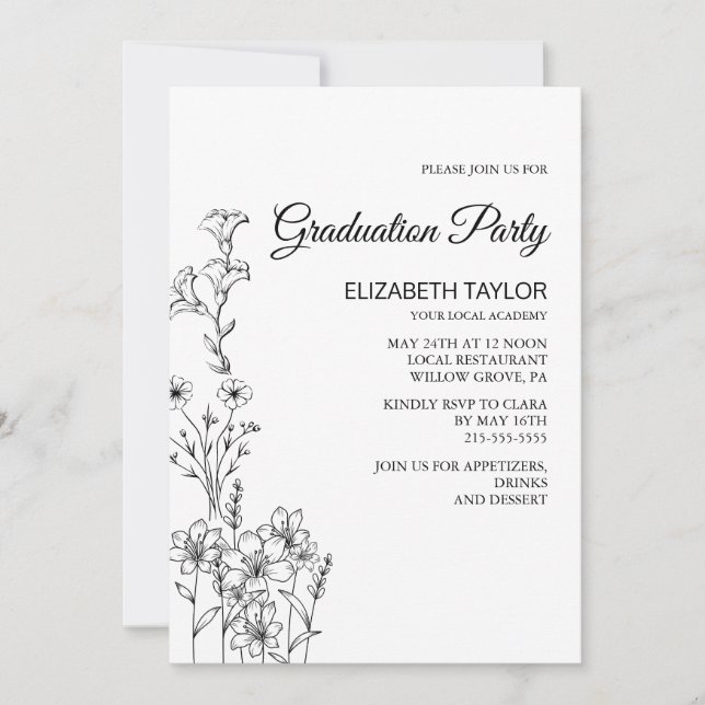 Dainty Elegance Graduation Party Invitation (Front)
