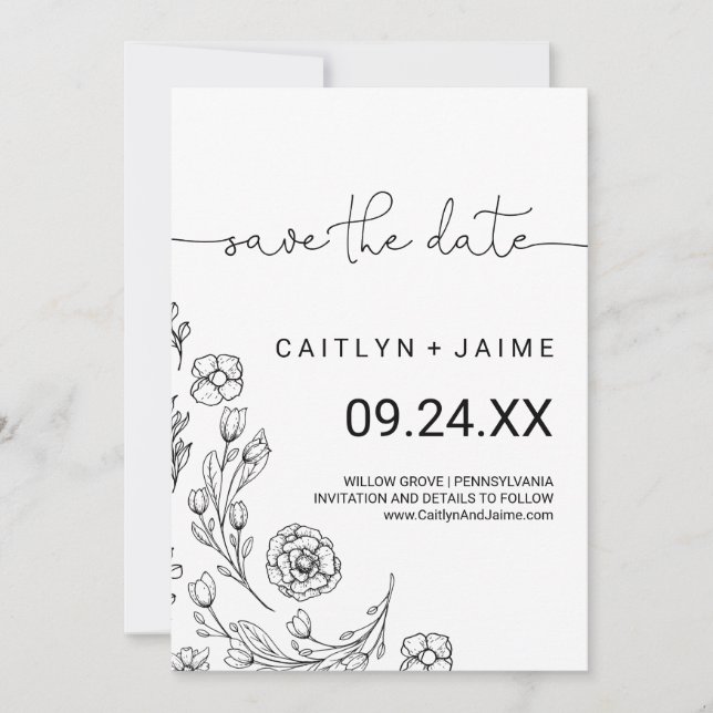 Dainty Elegance Save the Date Card (Front)