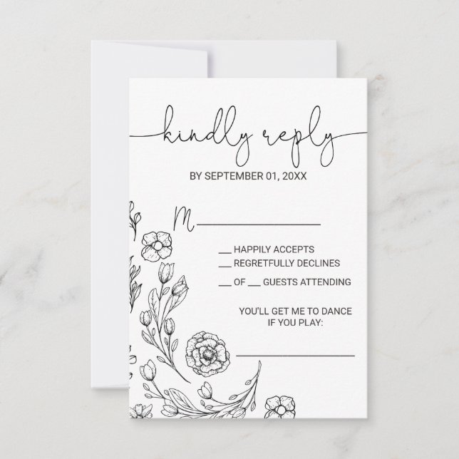 Dainty Elegance Song Request RSVP Card (Front)