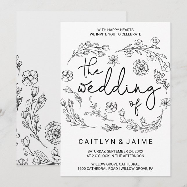 Dainty Elegance The Wedding Of Invitation (Front/Back)