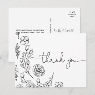 Dainty Elegance Wedding Thank You Postcard