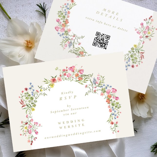 Dainty Floral Arch website QR CODE wedding RSVP Invitation (Creator Uploaded)