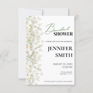 Dainty Floral Bridal Shower Invitation - Left Trim