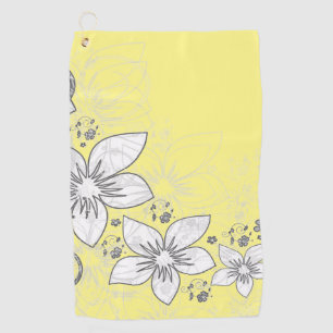 Dainty Floral Scroll on Yellow Golf Towel