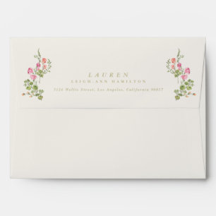 dainty floral spring garden wedding bridal shower envelope