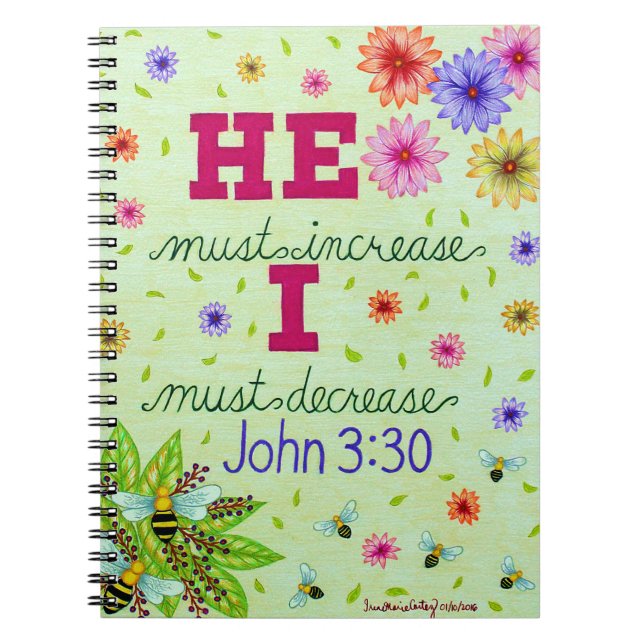 Dainty Floral Typography Bible Verse On Humility Notebook (Front)