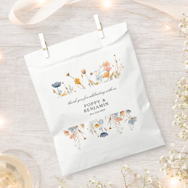 Dainty Floral Wildflower Wedding Favour Bags (Clipped)