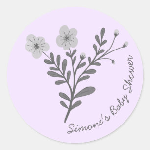 Dainty Florals Elegant Chic CUSTOM BABY SHOWER Classic Round Sticker