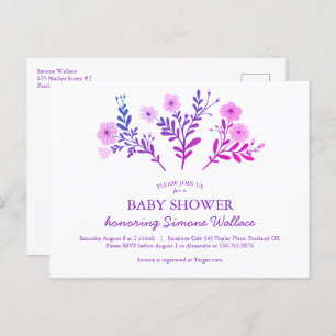 Dainty Florals Elegant Chic CUSTOM BABY SHOWER Invitation Postcard