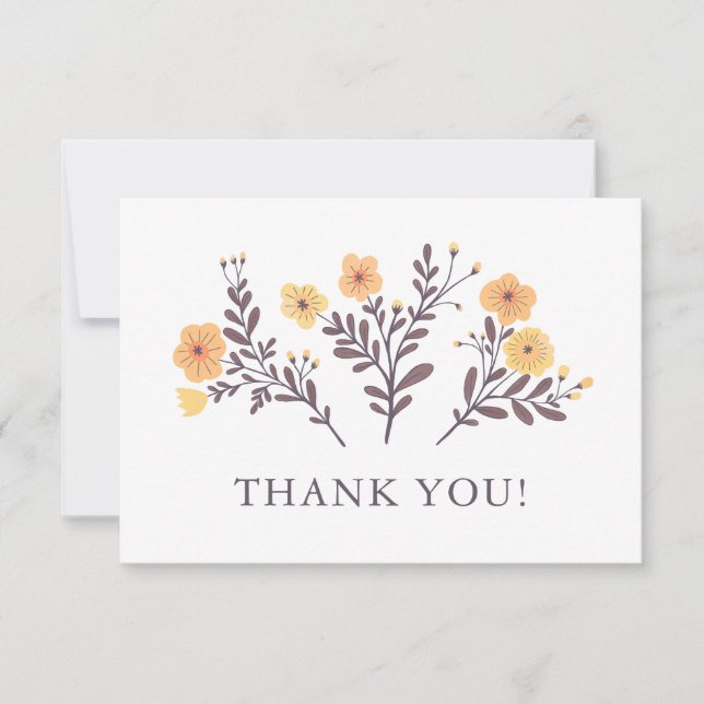Dainty Florals Elegant Minimalist Custom  Thank You Card (Front)