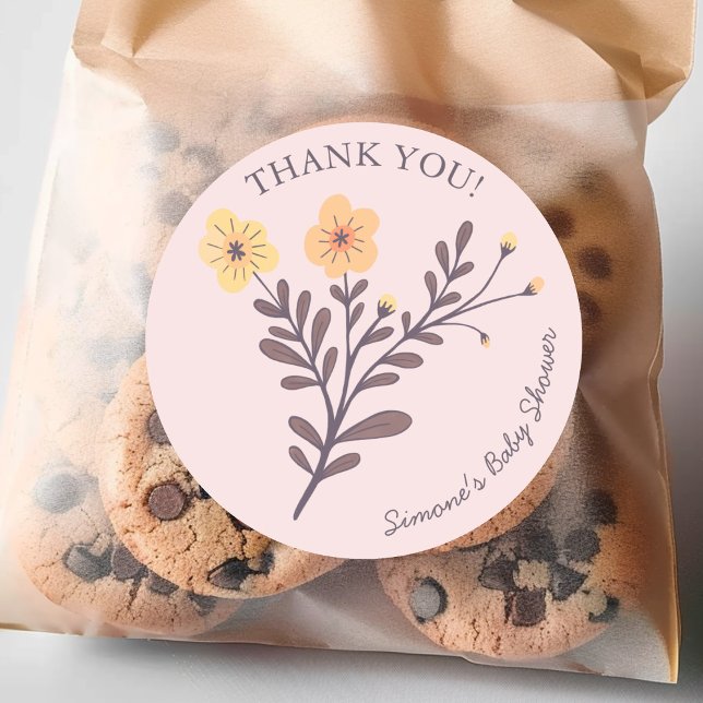 Dainty Florals Elegant THANK YOU BABY SHOWER Classic Round Sticker (Dainty Florals Elegant THANK YOU BABY SHOWER Classic Round Sticker
)