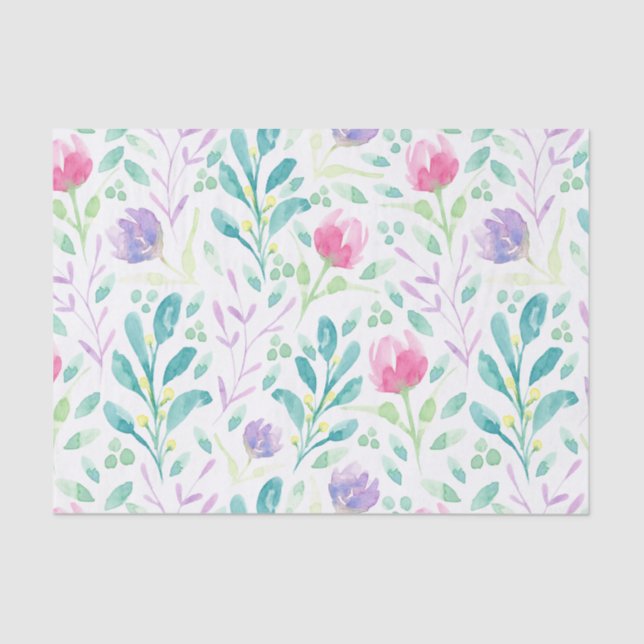 Dainty Florals in Watercolor Tissue Paper (Front)