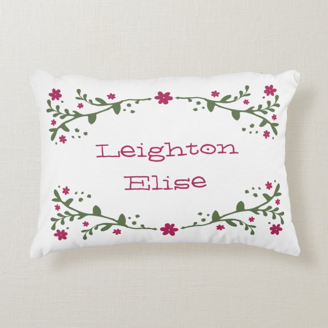 Dainty Florals Personalised Decorative Pillow (Front)