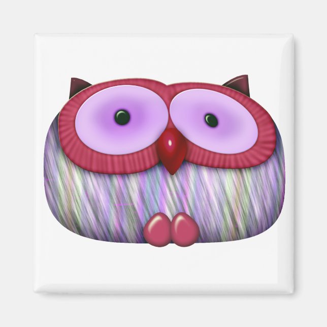 dainty fushcia owl magnet (Front)