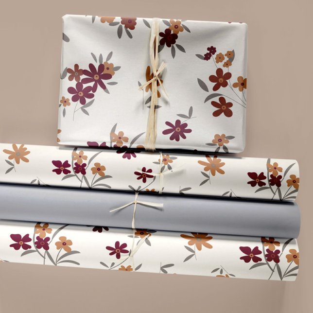Dainty Gold Maroon Floral Decoupage Gift Wrapping Paper Sheet (Dainty Gold Maroon Floral Pattern Wrapping Paper Sheets
from Studio Posies.)