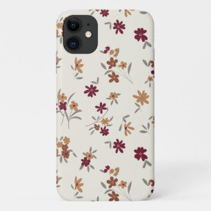Dainty Gold Maroon Floral Pattern iPhone 11 Case