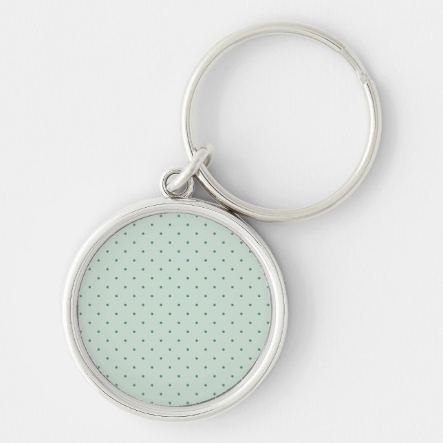 Dainty Green Polka Dots Pattern on a Lighter Green Key Ring (Front)