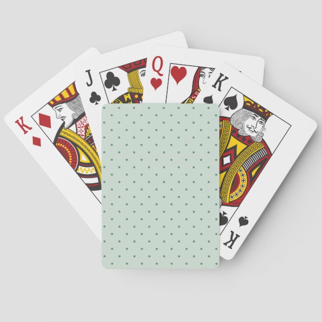 Dainty Green Polka Dots Pattern on a Lighter Green Playing Cards (Back)