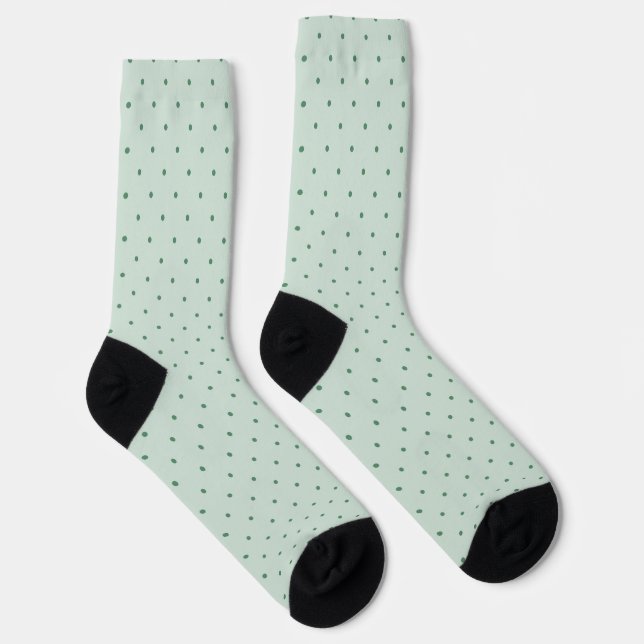 Dainty Green Polka Dots Pattern on Lighter Green Socks (Right)
