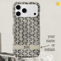 Dainty Grey Black Flowers Dots Pattern Custom Name
