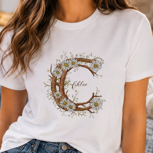 Dainty Monogram C: Floral & Vines Personalizable T-Shirt