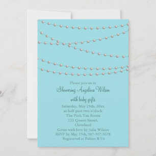 Dainty Pearls Baby Shower Invitation (turquoise)