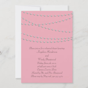 Dainty Pearls on Pink Rehearsal Dinner Invitation